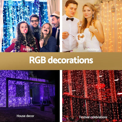 Jingle Jollys 6x3m Christmas Curtain Lights 960 LED RGB Remote Hanging Fairy Backdrop-Occasions > Christmas > Outdoor Decorations &amp; Lights-PEROZ Accessories