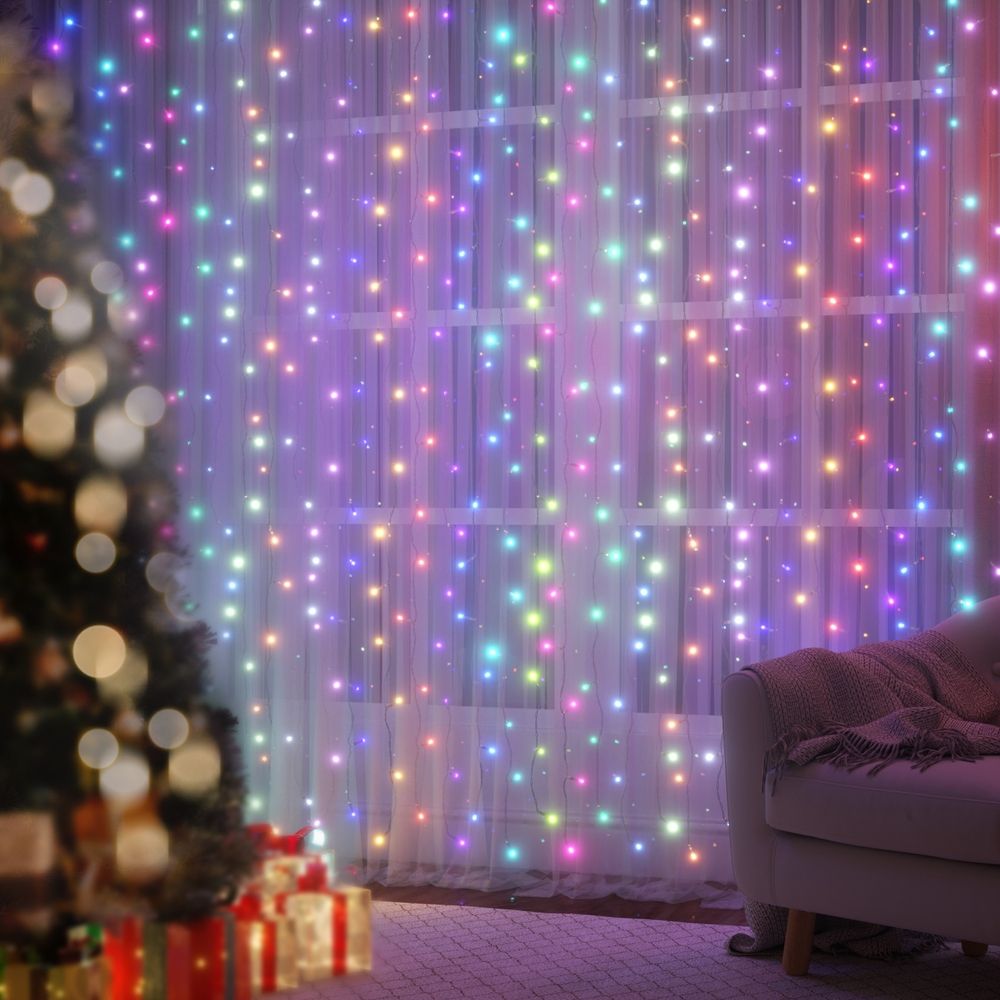 Jingle Jollys 6x3m Christmas Curtain Lights 960 LED RGB Remote Hanging Fairy Backdrop-Occasions > Christmas > Outdoor Decorations &amp; Lights-PEROZ Accessories