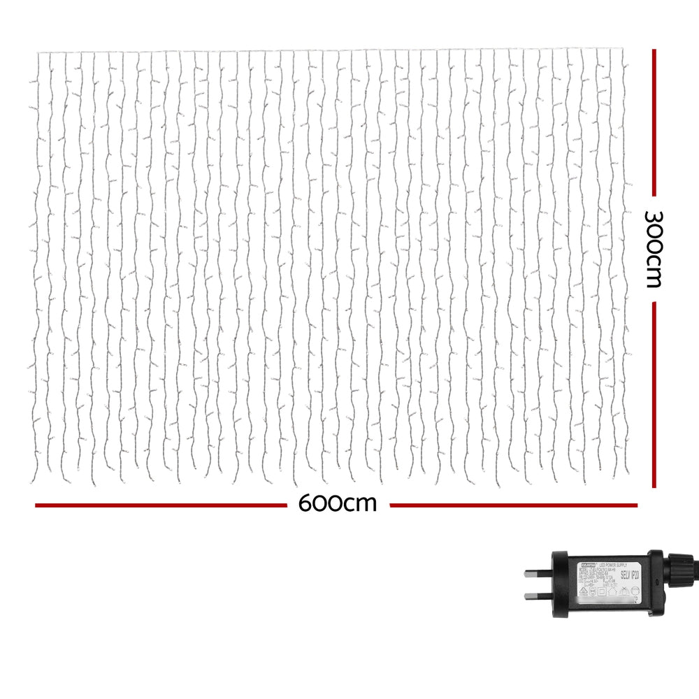 Jingle Jollys 6X3M Christmas Lights Curtain String Light 960 LED RGB Remote-Occasions &gt; Christmas &gt; Outdoor Decorations &amp; Lights-PEROZ Accessories