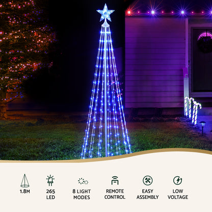 Jingle Jollys Christmas Tree 1.8m 265 RGB LED Fairy Lights Xmas Trees Decoration-Occasions &gt; Christmas &gt; Christmas Trees-PEROZ Accessories