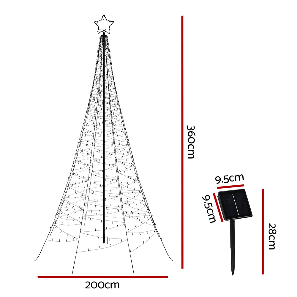 Jingle Jollys Solar Christmas Tree 3.6m 800 LED Net Lights Xmas Trees Decoration-Occasions &gt; Christmas &gt; Outdoor Decorations &amp; Lights-PEROZ Accessories