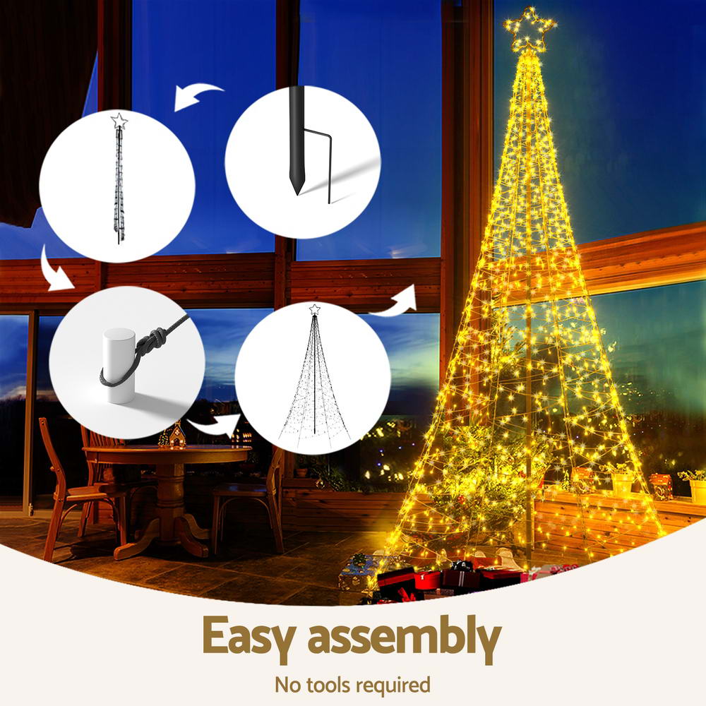 Jingle Jollys Solar Christmas Tree 3.6m 800 LED Net Lights Xmas Trees Decoration-Occasions &gt; Christmas &gt; Outdoor Decorations &amp; Lights-PEROZ Accessories