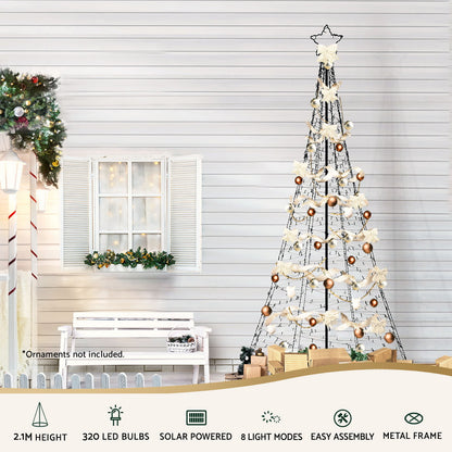Jingle Jollys Solar Christmas Tree 2.1m 320 LED Net Lights Xmas Trees Decoration-Occasions &gt; Christmas &gt; Outdoor Decorations &amp; Lights-PEROZ Accessories
