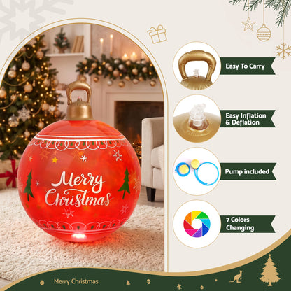 Jingle Jollys Christmas Inflatable Ball 60cm Led Illuminated Xmas Decoration Red-Christmas Inflatables-PEROZ Accessories