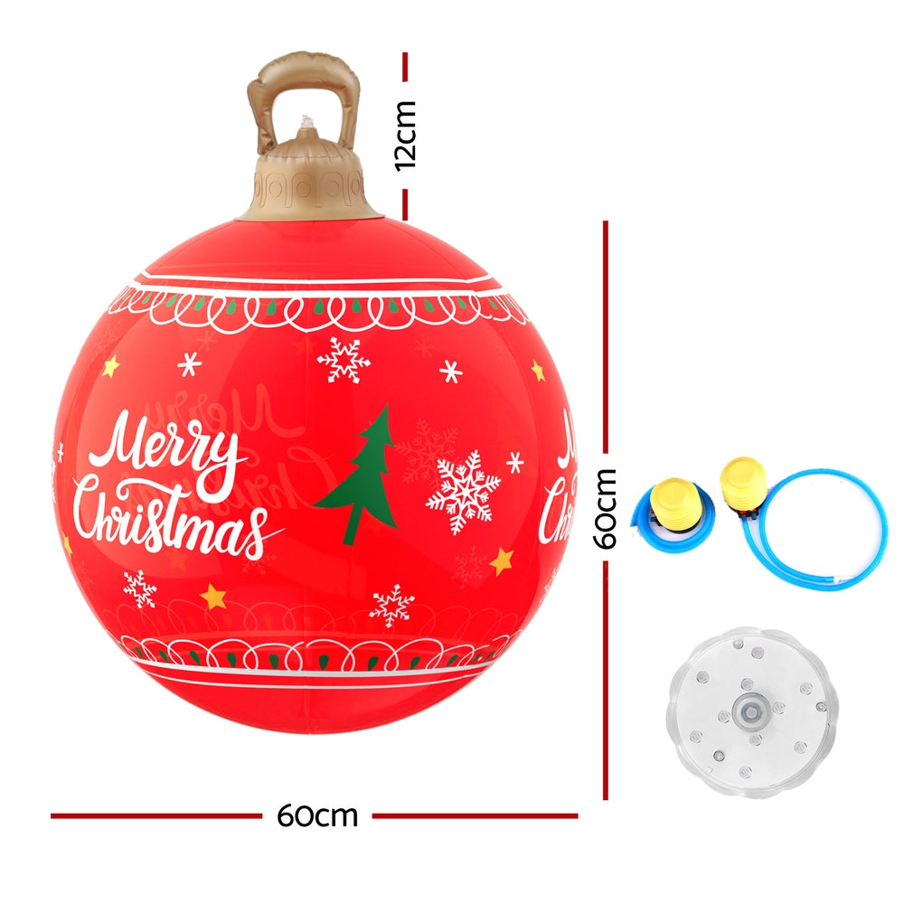 Jingle Jollys Christmas Inflatable Ball 60cm Led Illuminated Xmas Decoration Red-Occasions &gt; Christmas &gt; Christmas Decorations-PEROZ Accessories