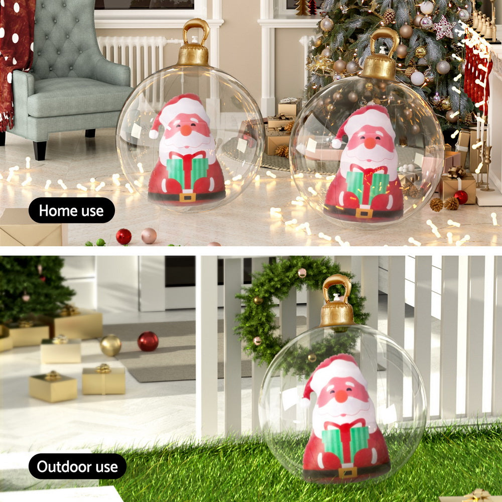 Jingle Jollys Christmas Inflatable Ball 60cm Santa Decoration Giant Bauble Clear-Occasions &gt; Christmas &gt; Christmas Decorations-PEROZ Accessories