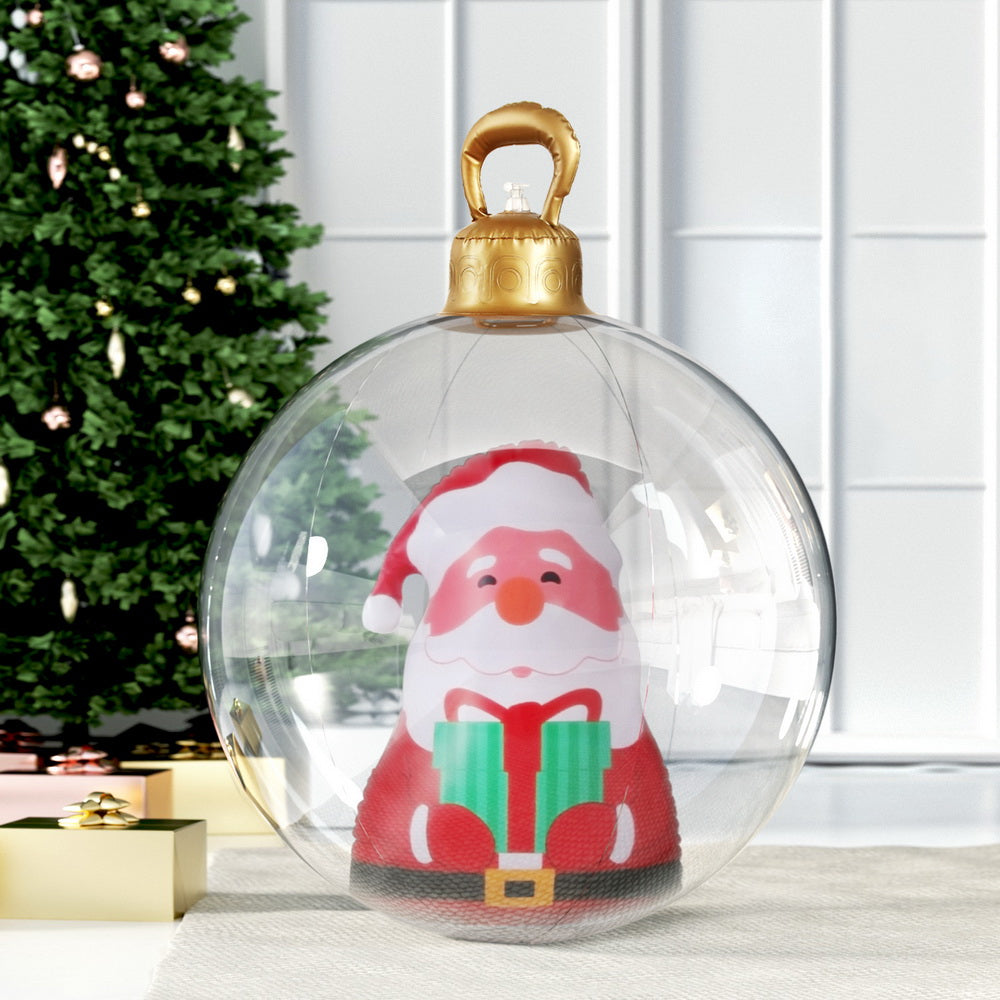 Jingle Jollys Christmas Inflatable Ball 60cm Santa Decoration Giant Bauble Clear-Occasions &gt; Christmas &gt; Christmas Decorations-PEROZ Accessories