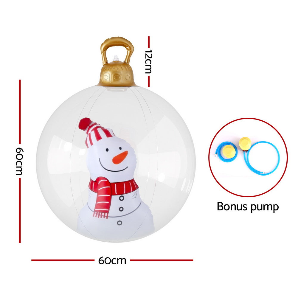 Jingle Jollys Christmas Inflatable Ball 60cm Snowman Decoration Giant Bauble-Occasions &gt; Christmas &gt; Christmas Decorations-PEROZ Accessories