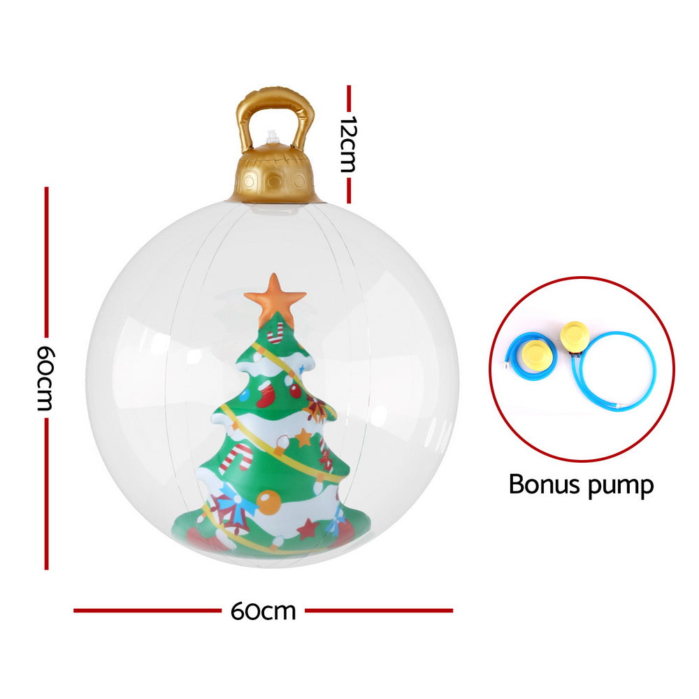 Jingle Jollys Christmas Inflatable Ball 60cm Tree Decoration Giant Bauble Clear-Occasions &gt; Christmas &gt; Christmas Decorations-PEROZ Accessories