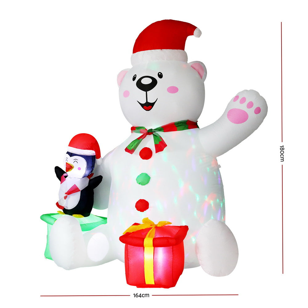 Jingle Jollys Christmas Inflatable Bear 1.8M Height LED Outdoor Decorations Illuminated-Occasions &gt; Christmas &gt; Outdoor Decorations &amp; Lights-PEROZ Accessories