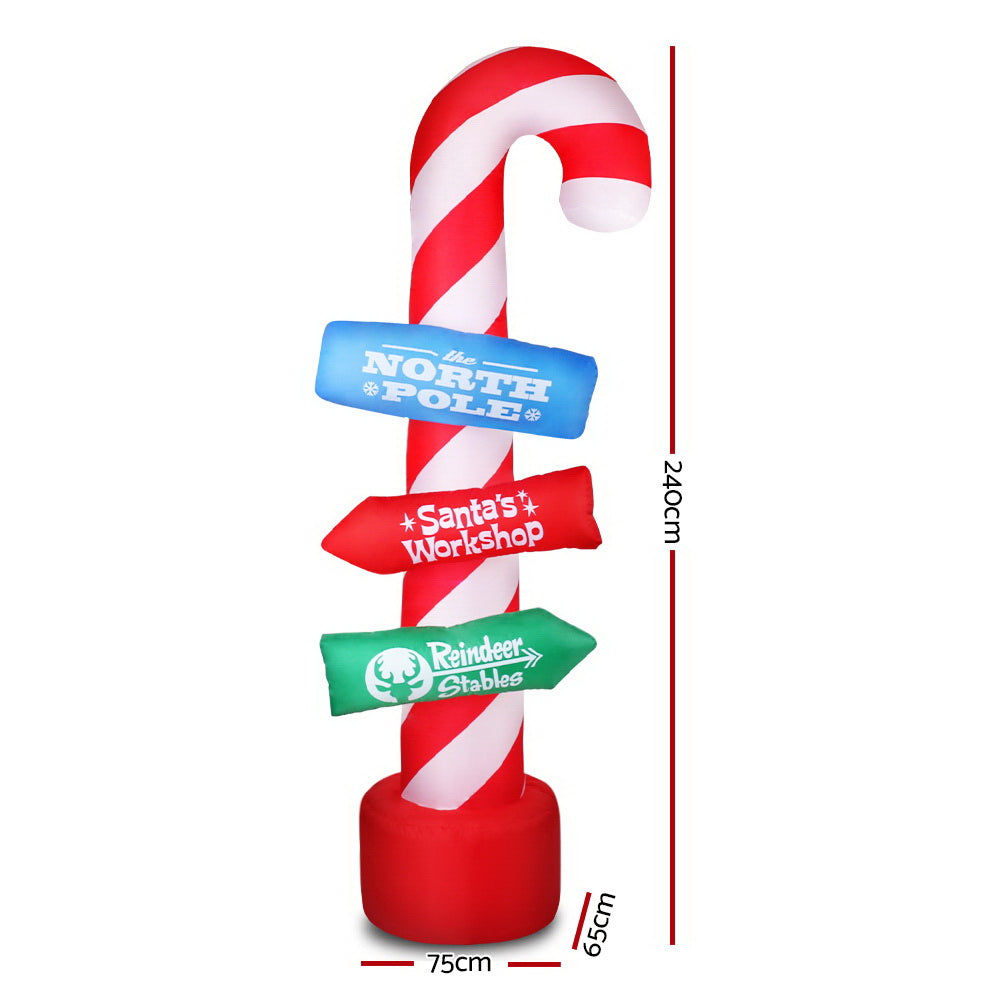 Jingle Jollys Christmas Inflatable Candy Pole 2.4M Illuminated Decorations-Occasions &gt; Christmas &gt; Christmas Decorations-PEROZ Accessories
