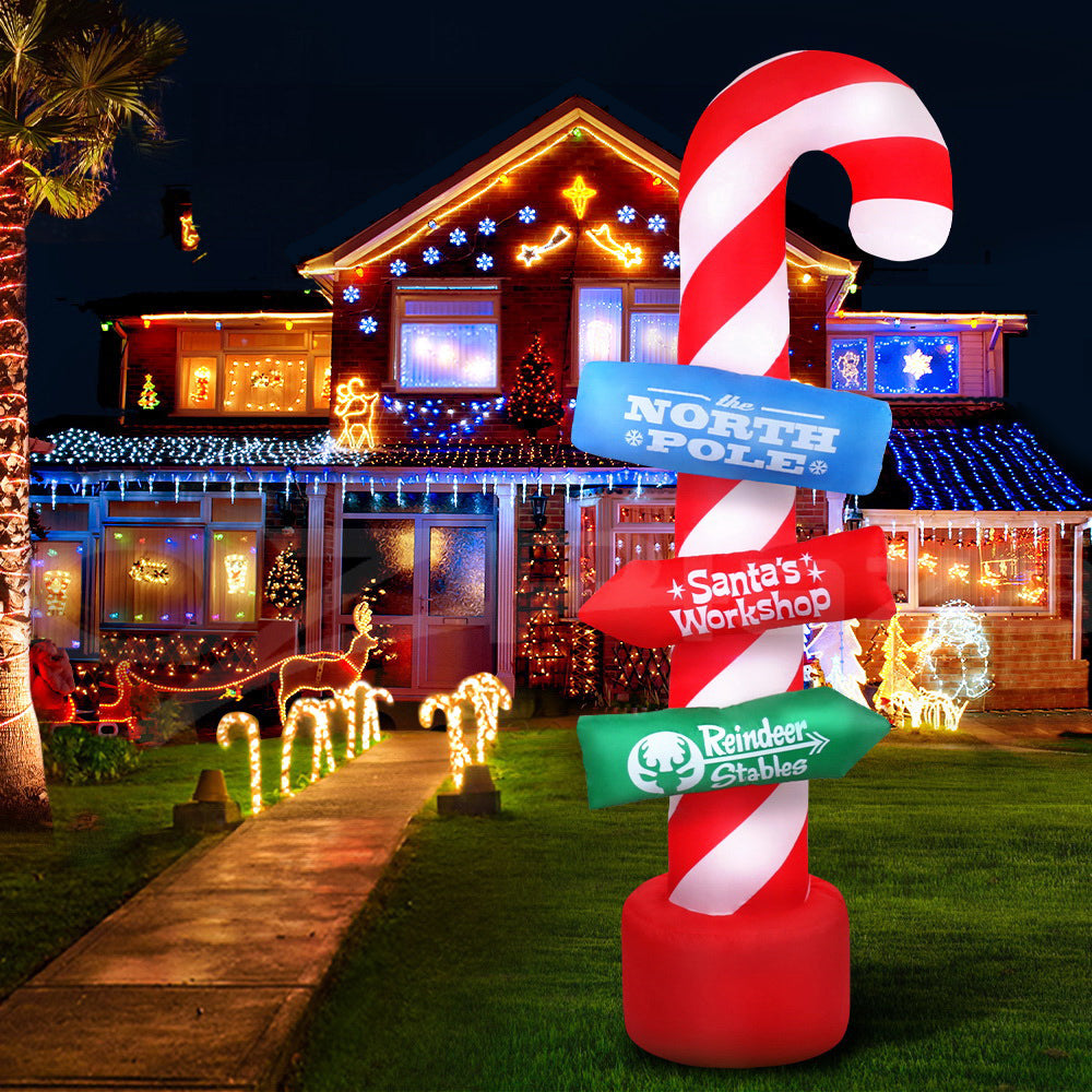 Jingle Jollys Christmas Inflatable Candy Pole 2.4M Illuminated Decorations-Occasions &gt; Christmas &gt; Christmas Decorations-PEROZ Accessories