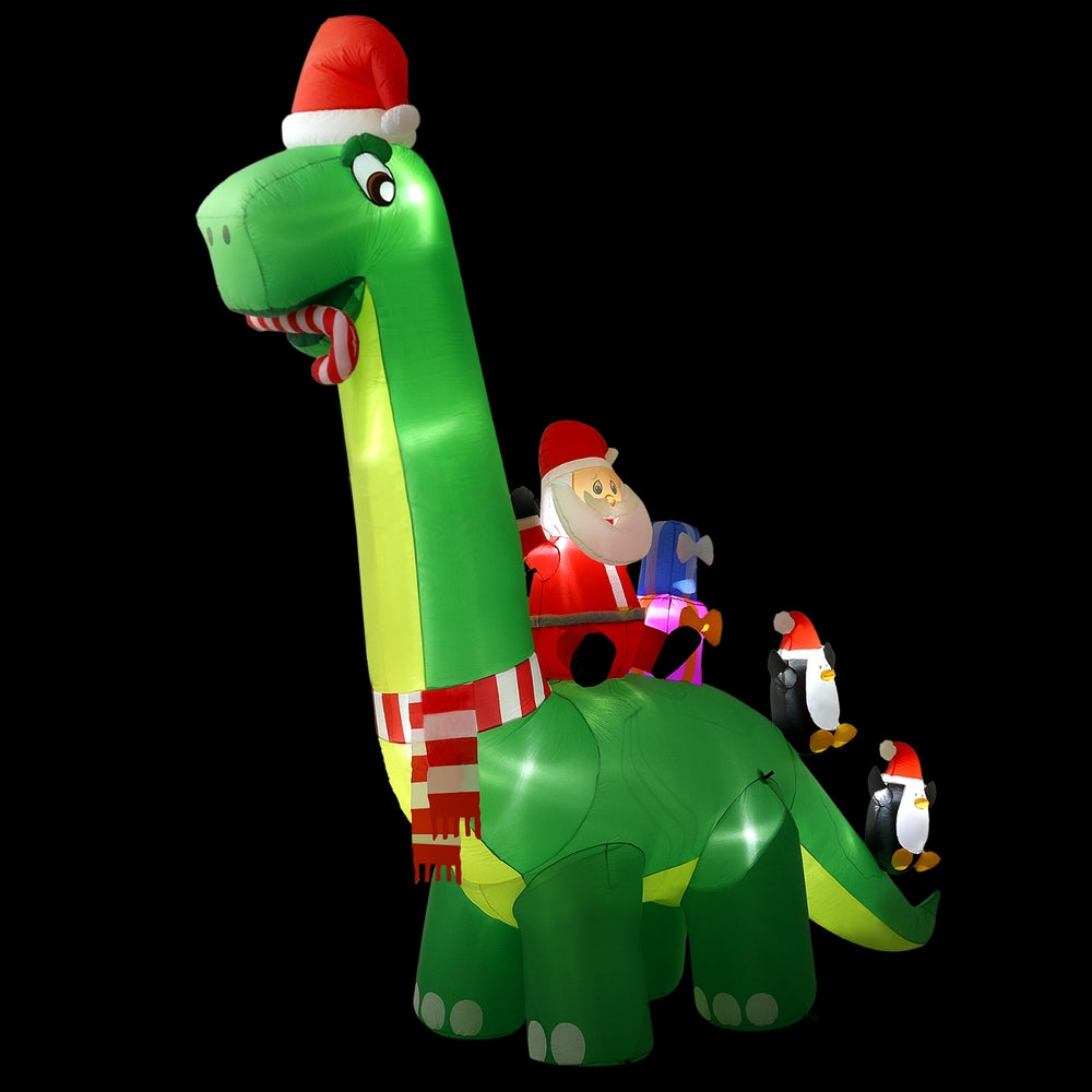 Jingle Jollys Christmas Inflatable Santa Dinosaur 3.8M Illuminated Decorations-Occasions &gt; Christmas &gt; Christmas Decorations-PEROZ Accessories