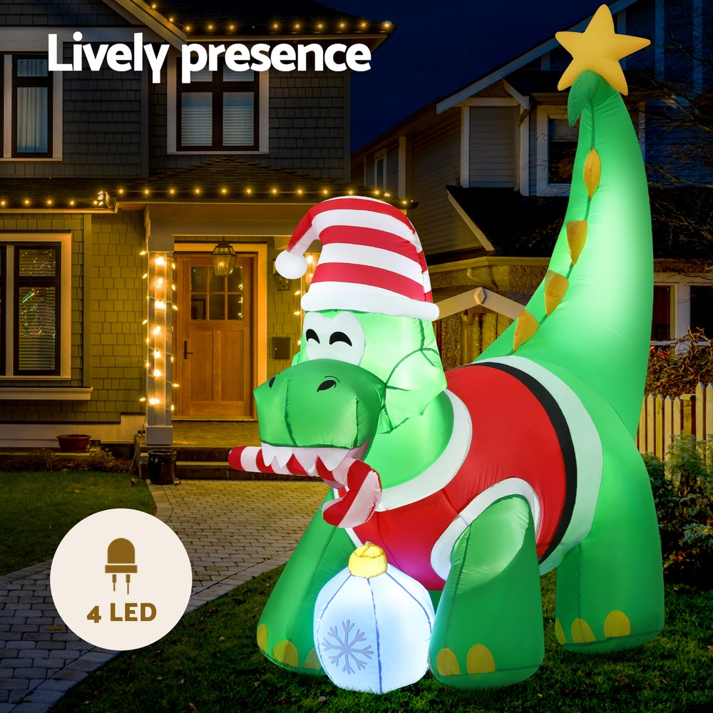 Jingle Jollys Christmas Inflatable Dinosaur 1.86M Height LED Decorations Illuminated-Occasions &gt; Christmas &gt; Christmas Decorations-PEROZ Accessories