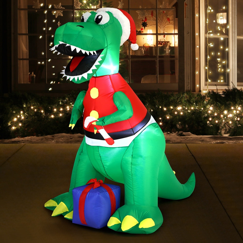 Mazam Christmas Dinosaur Inflatable with LED Lights-Christmas Inflatable-PEROZ Accessories