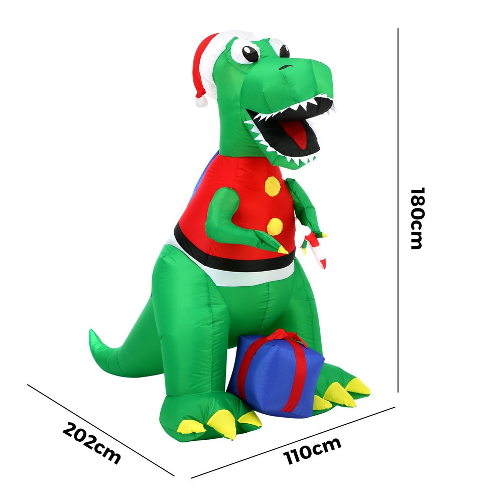 Mazam Christmas Dinosaur Inflatable with LED Lights-Christmas Inflatable-PEROZ Accessories