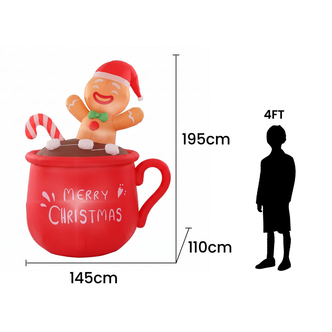 Jingle Jollys Christmas Inflatable Cup 1.8M Height LED Outdoor Decorations Illuminated-Occasions > Christmas > Outdoor Decorations &amp; Lights-PEROZ Accessories