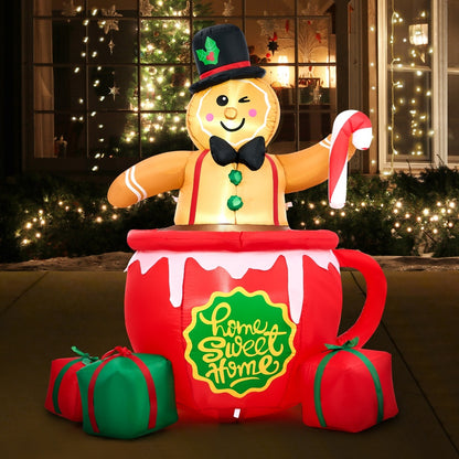 Tinseltown 1.8M Christmas Inflatable Gingerbread Man with LED Lights-Christmas Inflatable-PEROZ Accessories