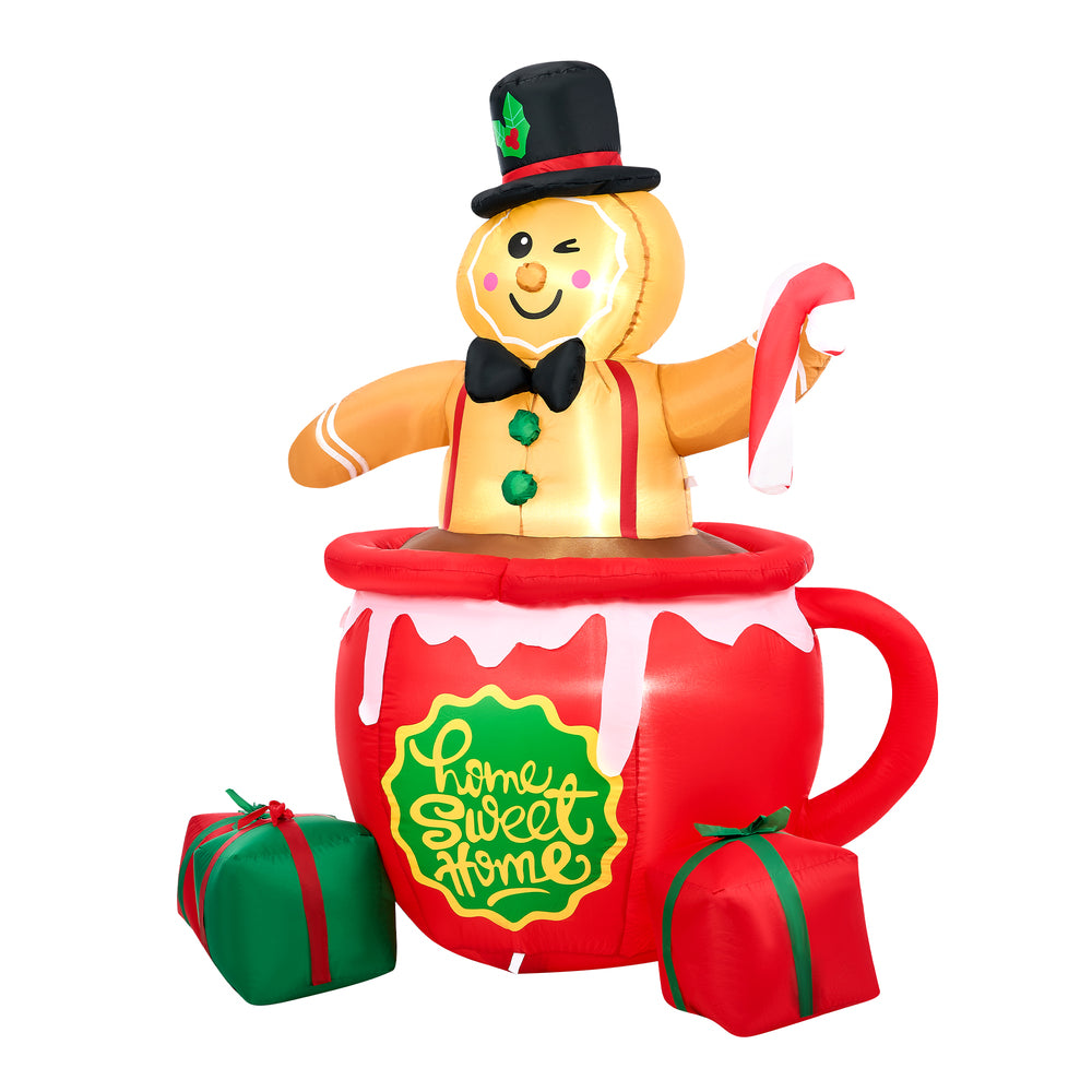 Tinseltown 1.8M Christmas Inflatable Gingerbread Man with LED Lights-Christmas Inflatable-PEROZ Accessories