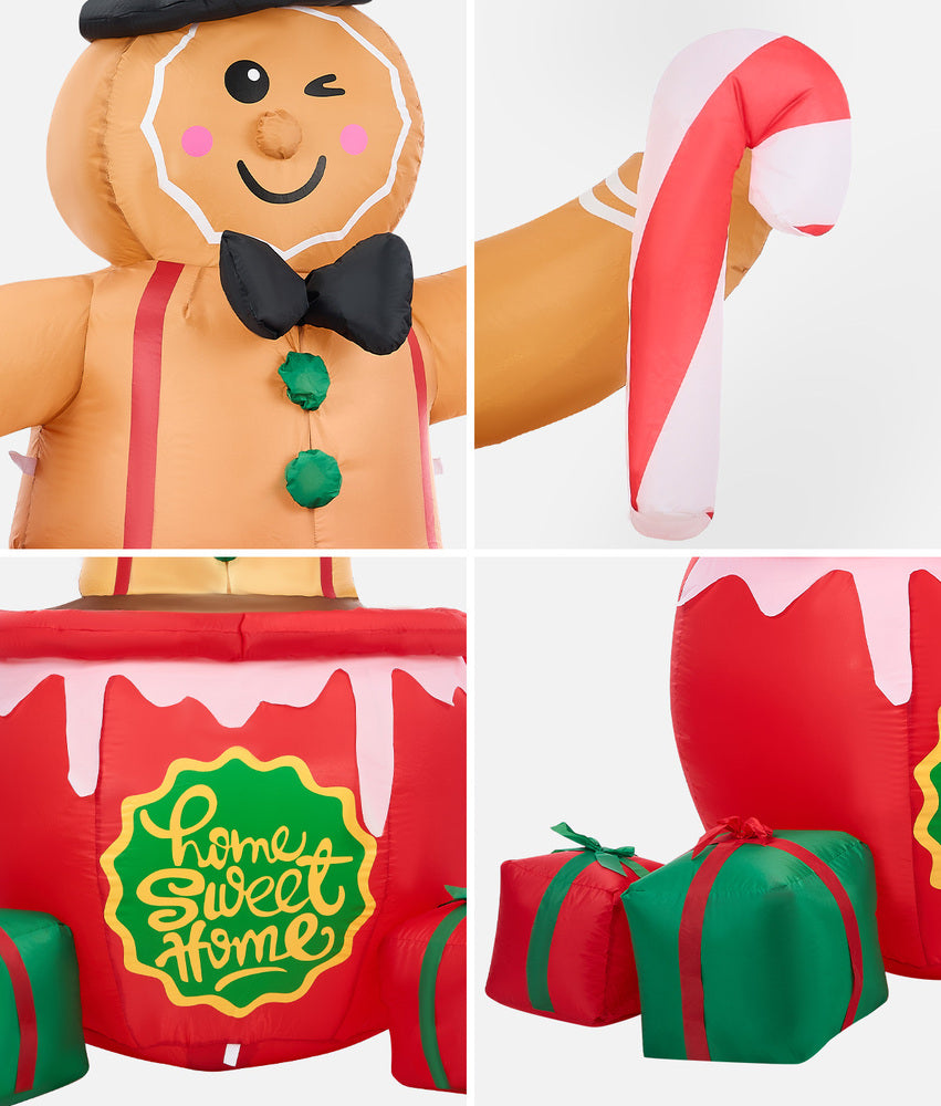 Tinseltown 1.8M Christmas Inflatable Gingerbread Man with LED Lights-Christmas Inflatable-PEROZ Accessories