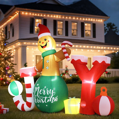 Jingle Jollys Christmas Inflatable Gingerman Joy 3M Long Outdoor Decorations Illuminated-Occasions &gt; Christmas &gt; Christmas Decorations-PEROZ Accessories
