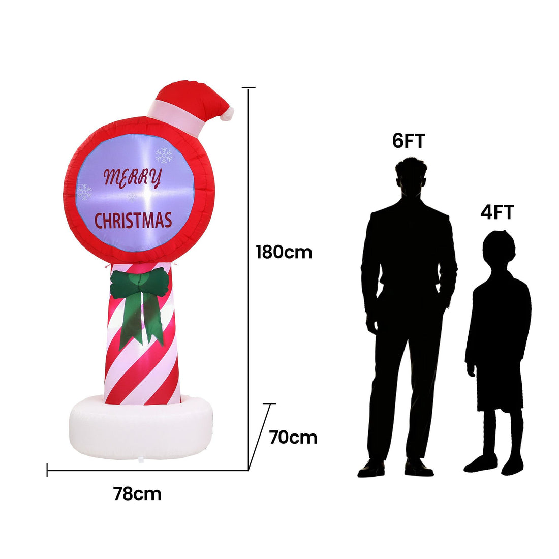 Jingle Jollys Christmas Inflatable Pole 1.8M Height LED Outdoor Decorations Illuminated-Occasions > Christmas > Outdoor Decorations &amp; Lights-PEROZ Accessories