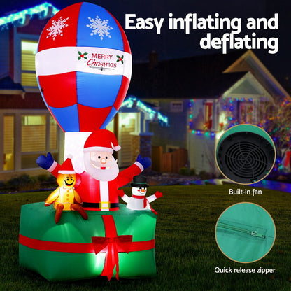 Jingle Jollys Christmas Inflatable Santa in Ballon 2.8M Height LED Decorations Illuminated-Occasions &gt; Christmas &gt; Christmas Clothing-PEROZ Accessories