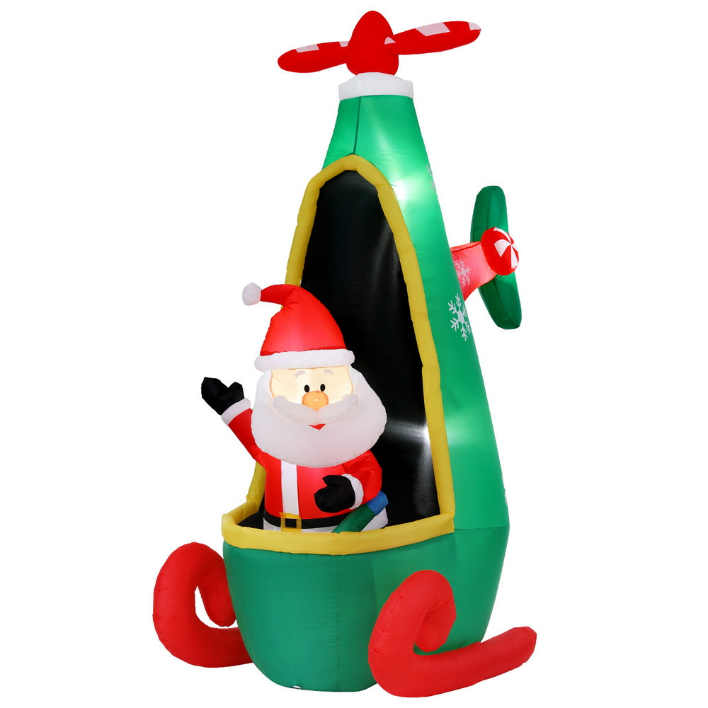 Jingle Jollys Christmas Inflatable Santa in Helicopter 2.55M Height LED Illuminated Decorations-Occasions &gt; Costumes &gt; Costumes &amp; Accessories-PEROZ Accessories