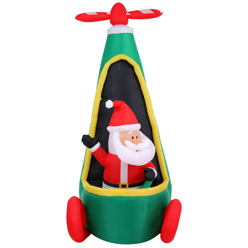 Jingle Jollys Christmas Inflatable Santa in Helicopter 2.55M Height LED Illuminated Decorations-Occasions &gt; Costumes &gt; Costumes &amp; Accessories-PEROZ Accessories