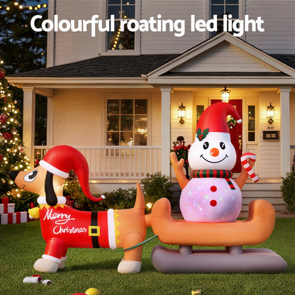 Jingle Jollys Christmas Inflatable Snowman Dog 4.2M Tall Outdoor Decorations Illuminated-Occasions &gt; Christmas &gt; Christmas Decorations-PEROZ Accessories