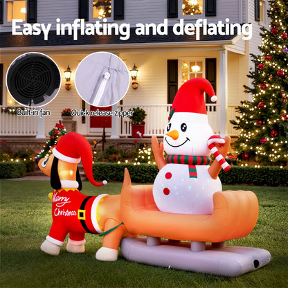 Jingle Jollys Christmas Inflatable Snowman Dog 4.2M Tall Outdoor Decorations Illuminated-Occasions &gt; Christmas &gt; Christmas Decorations-PEROZ Accessories