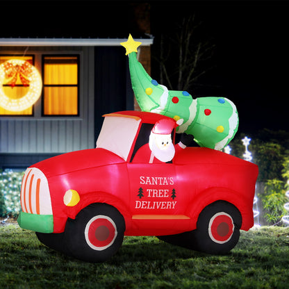 Jingle Jollys Christmas Inflatable Santa Truck 1.6M Height LED Decorations Illuminated-Occasions &gt; Christmas &gt; Christmas Decorations-PEROZ Accessories