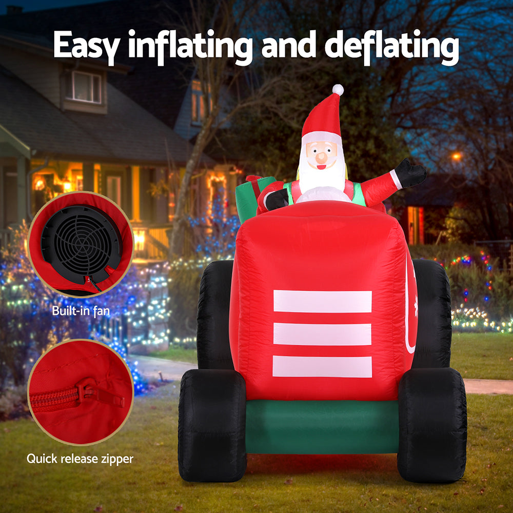 Jingle Jollys Christmas Inflatable Santa Truck 2.6M Length LED Decorations Illuminated-Occasions &gt; Christmas &gt; Christmas Clothing-PEROZ Accessories