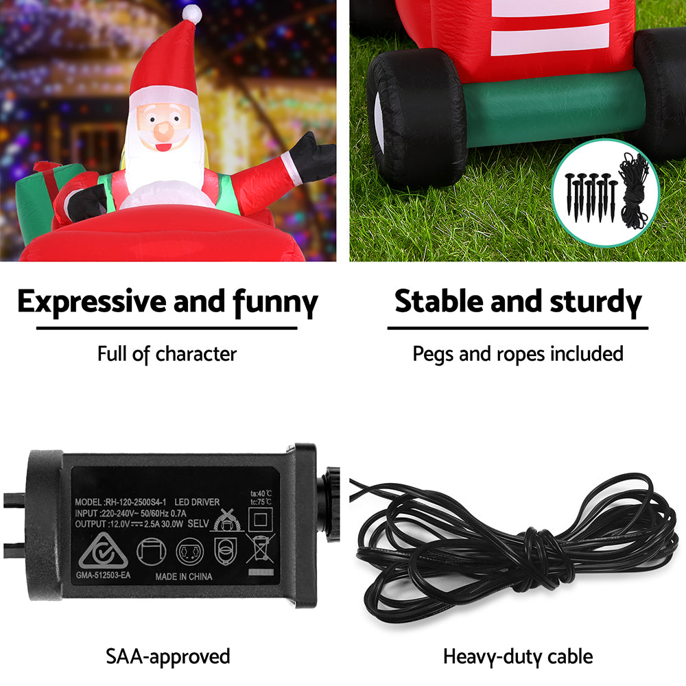 Jingle Jollys Christmas Inflatable Santa Truck 2.6M Length LED Decorations Illuminated-Occasions &gt; Christmas &gt; Christmas Clothing-PEROZ Accessories