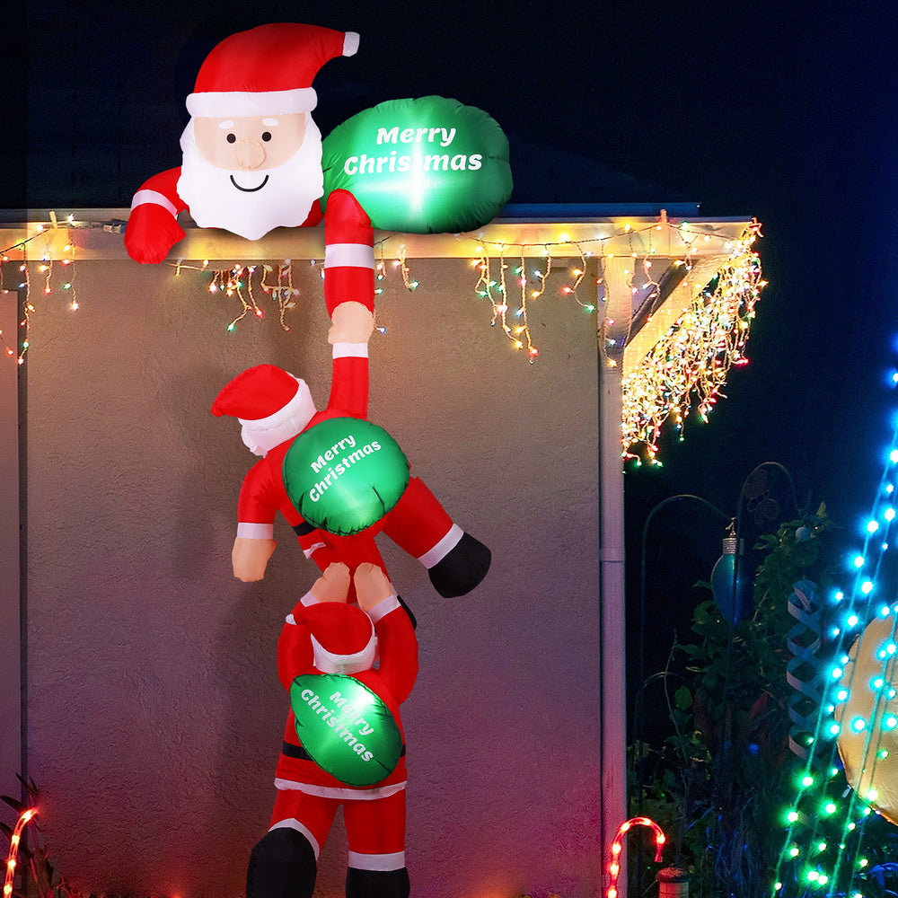 Jingle Jollys Christmas Inflatable Climbing Santa 2.5M Height LED Decorations Illuminated-Occasions &gt; Christmas &gt; Outdoor Decorations &amp; Lights-PEROZ Accessories