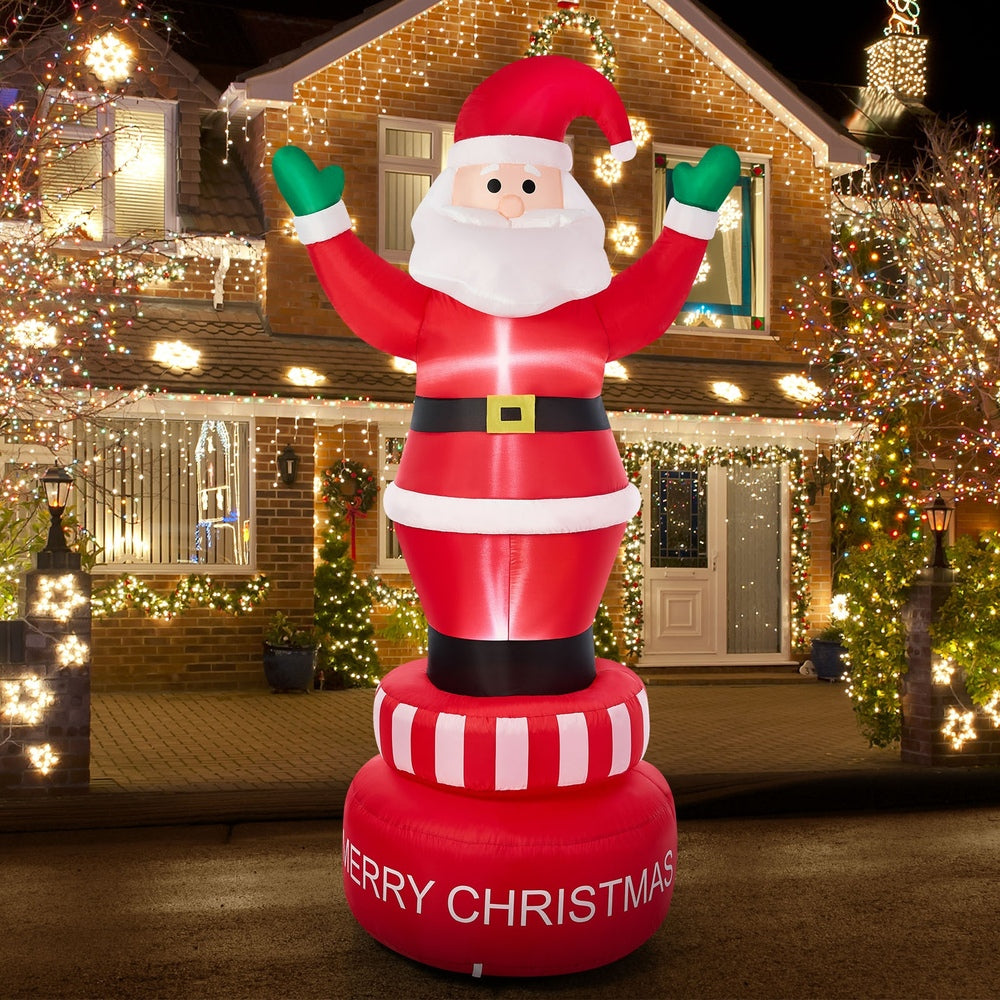 Tinseltown 2.4M Christmas Inflatable Spinning Santa Claus with LED Light-Christmas Inflatable-PEROZ Accessories
