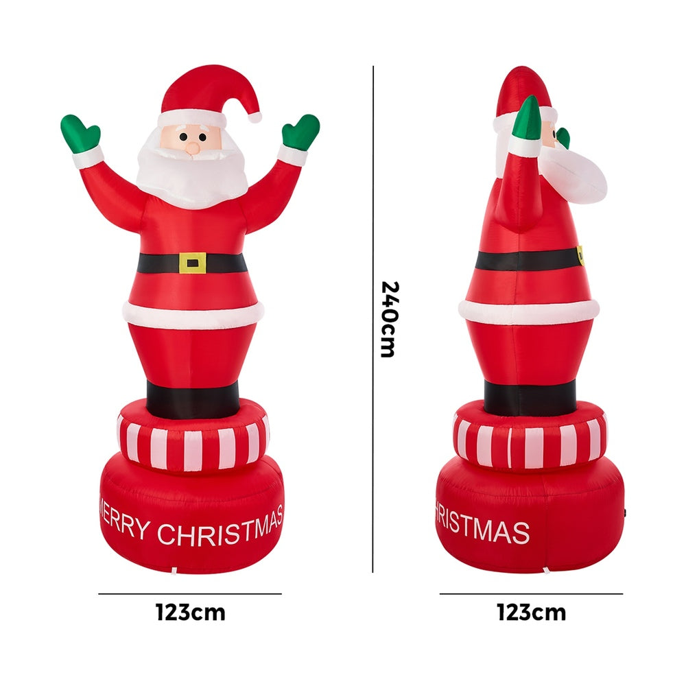 Tinseltown 2.4M Christmas Inflatable Spinning Santa Claus with LED Light-Christmas Inflatable-PEROZ Accessories