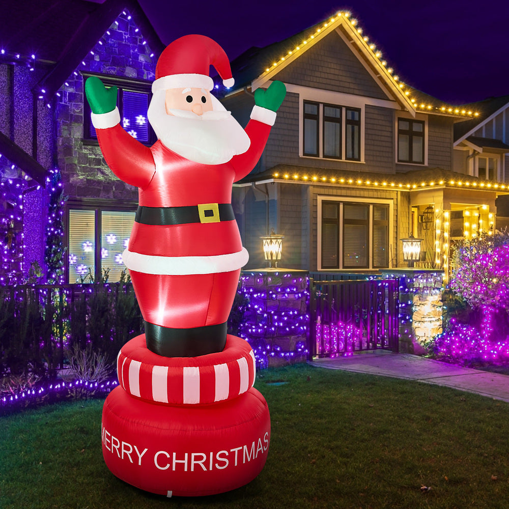 Tinseltown 2.4M Christmas Inflatable Spinning Santa Claus with LED Light-Christmas Inflatable-PEROZ Accessories