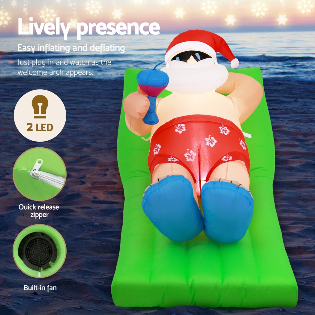 Jingle Jollys Christmas Inflatable Santa Bench 1.8M LED Illuminated Decorations-Occasions &gt; Christmas &gt; Christmas Decorations-PEROZ Accessories
