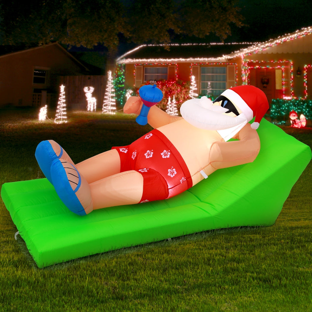 Jingle Jollys Christmas Inflatable Santa Bench 1.8M LED Illuminated Decorations-Occasions &gt; Christmas &gt; Christmas Decorations-PEROZ Accessories