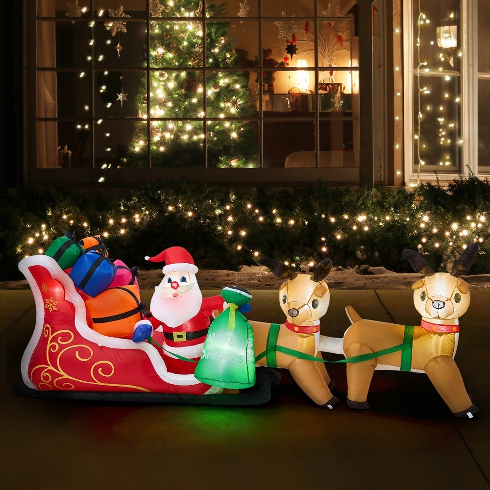 Tinseltown 3M Christmas Inflatable Santa Claus Sleigh Reindeers LED-Christmas Inflatable-PEROZ Accessories
