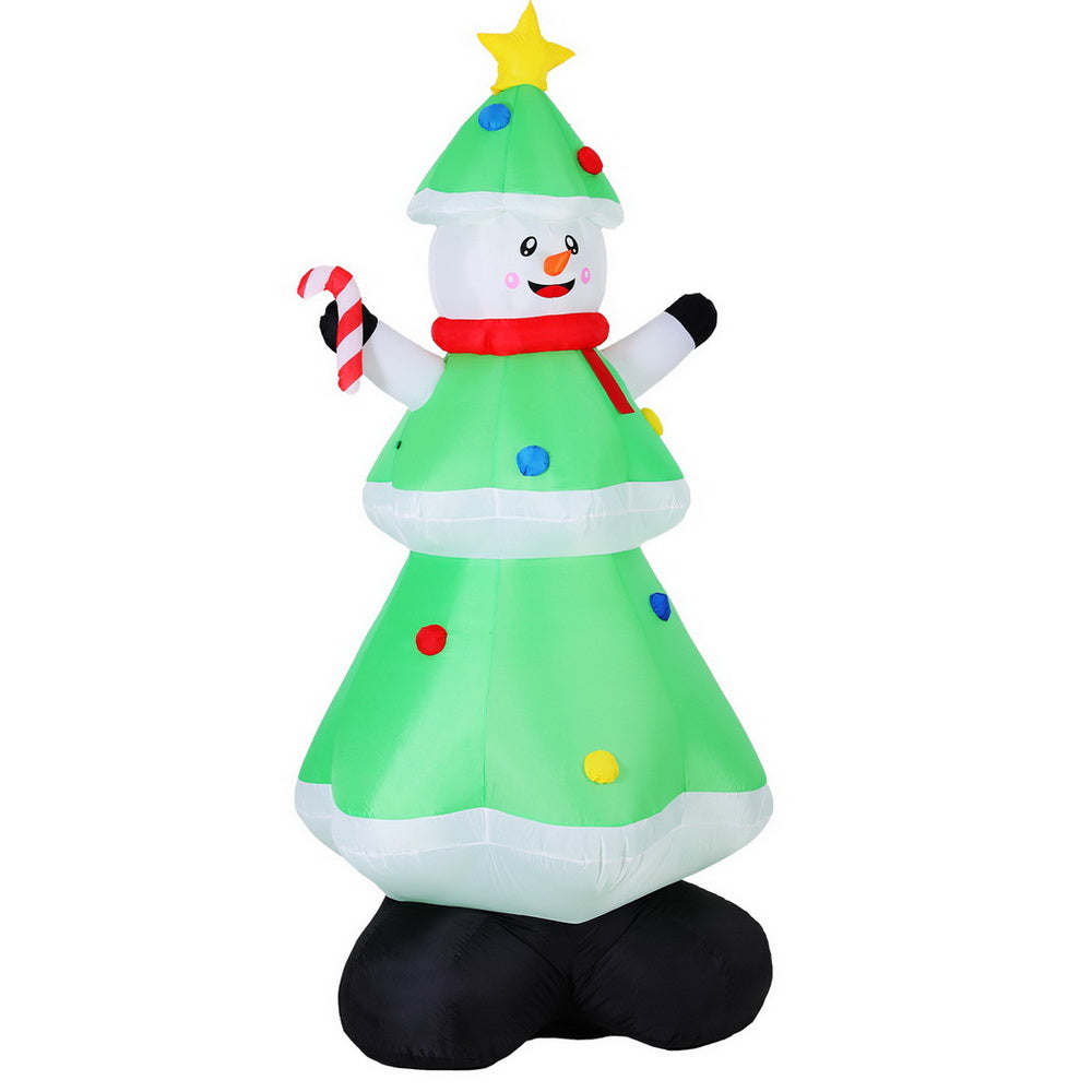 Jingle Jollys Christmas Inflatable Snowman Tree 2.75M Height LED Decorations Illuminated-Occasions &gt; Christmas &gt; Outdoor Decorations &amp; Lights-PEROZ Accessories