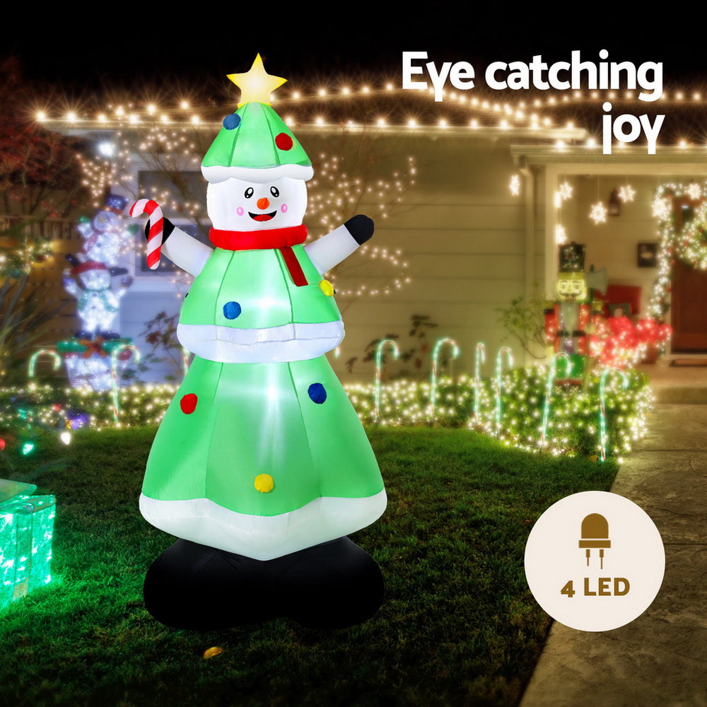 Jingle Jollys Christmas Inflatable Snowman Tree 2.75M Height LED Decorations Illuminated-Occasions &gt; Christmas &gt; Outdoor Decorations &amp; Lights-PEROZ Accessories