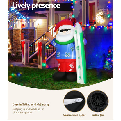 Jingle Jollys Christmas Inflatable Santa 1.6M Illuminated Decorations-Occasions &gt; Christmas &gt; Christmas Decorations-PEROZ Accessories