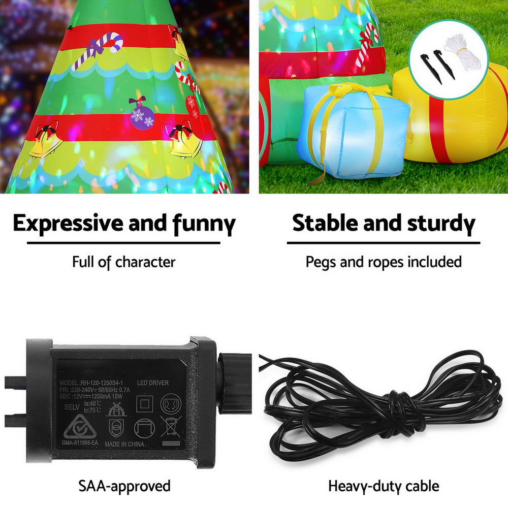 Jingle Jollys Christmas Inflatable Gift Tree 2.2M Height Flashing Light Decorations Illuminated-Occasions &gt; Christmas &gt; Outdoor Decorations &amp; Lights-PEROZ Accessories