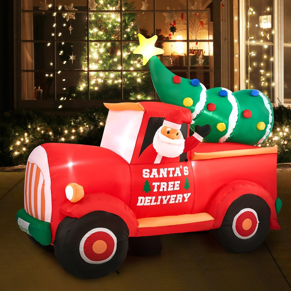 Tinseltown 2.2M Christmas Inflatable Santa Truck with LED Lights-Christmas Inflatable-PEROZ Accessories