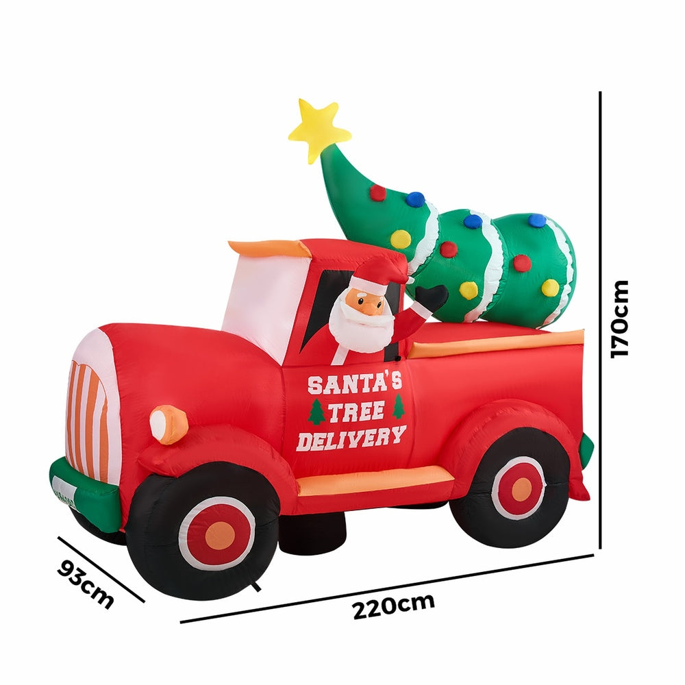 Tinseltown 2.2M Christmas Inflatable Santa Truck with LED Lights-Christmas Inflatable-PEROZ Accessories