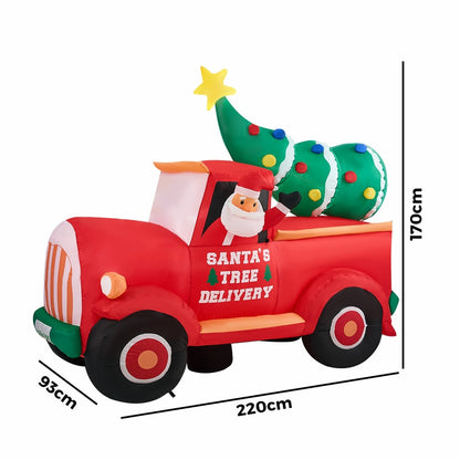 Tinseltown 2.2M Christmas Inflatable Santa Truck with LED Lights-Christmas Inflatable-PEROZ Accessories