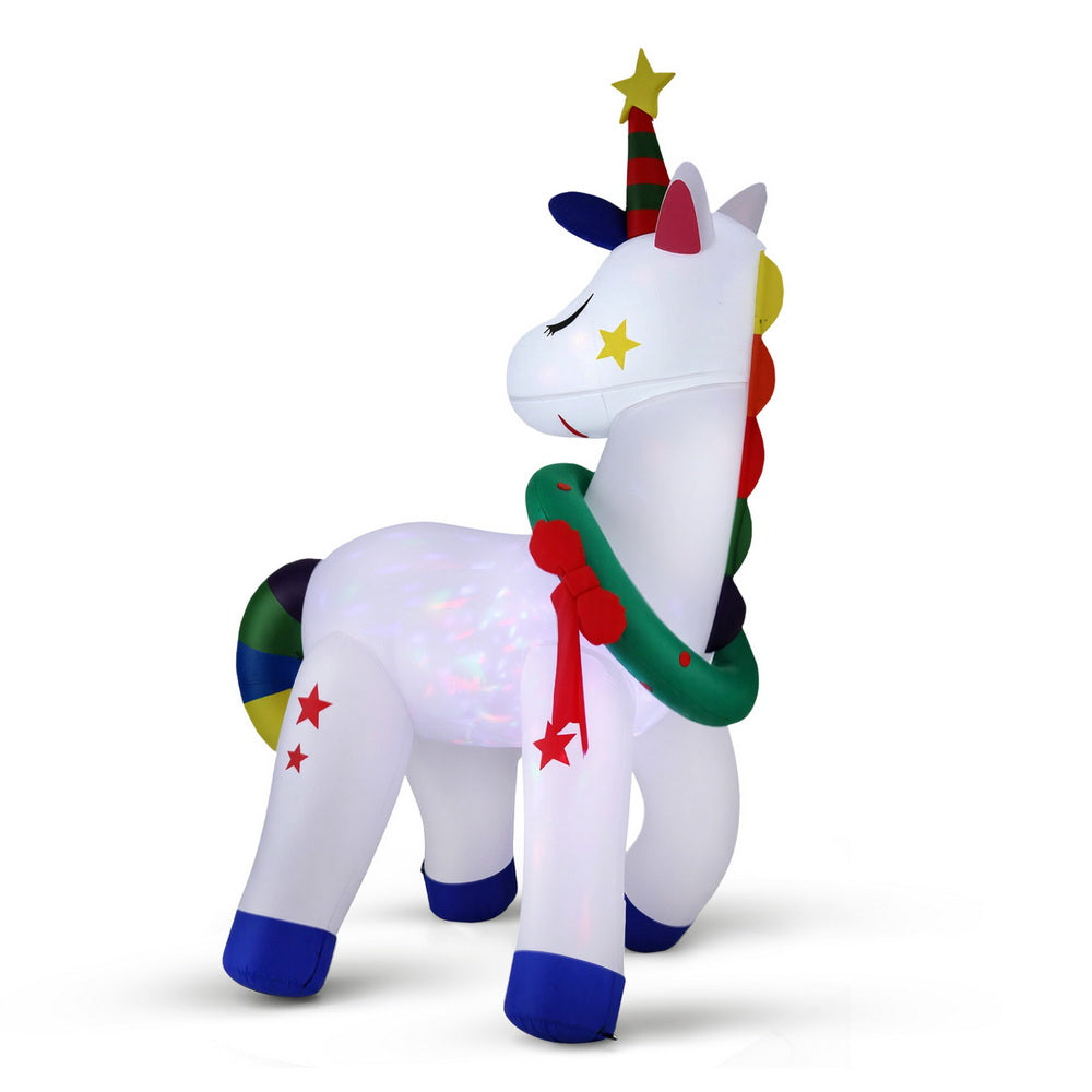 Jingle Jollys Christmas Inflatable Unicorn 1.8M Tall Outdoor Decorations Illuminated-Occasions &gt; Christmas &gt; Christmas Decorations-PEROZ Accessories