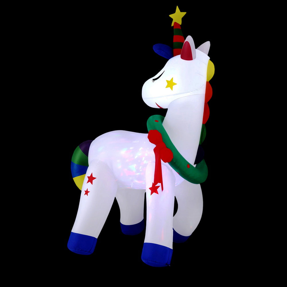 Jingle Jollys Christmas Inflatable Unicorn 1.8M Tall Outdoor Decorations Illuminated-Occasions &gt; Christmas &gt; Christmas Decorations-PEROZ Accessories